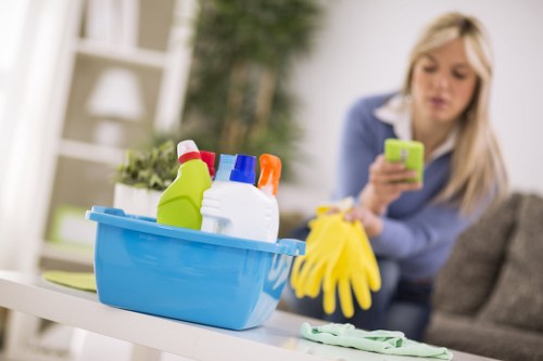 Harrow cleaner inspecting a workspace before starting a job